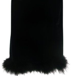 Seductions Black Velour Skirt Feather Hem Fits XS